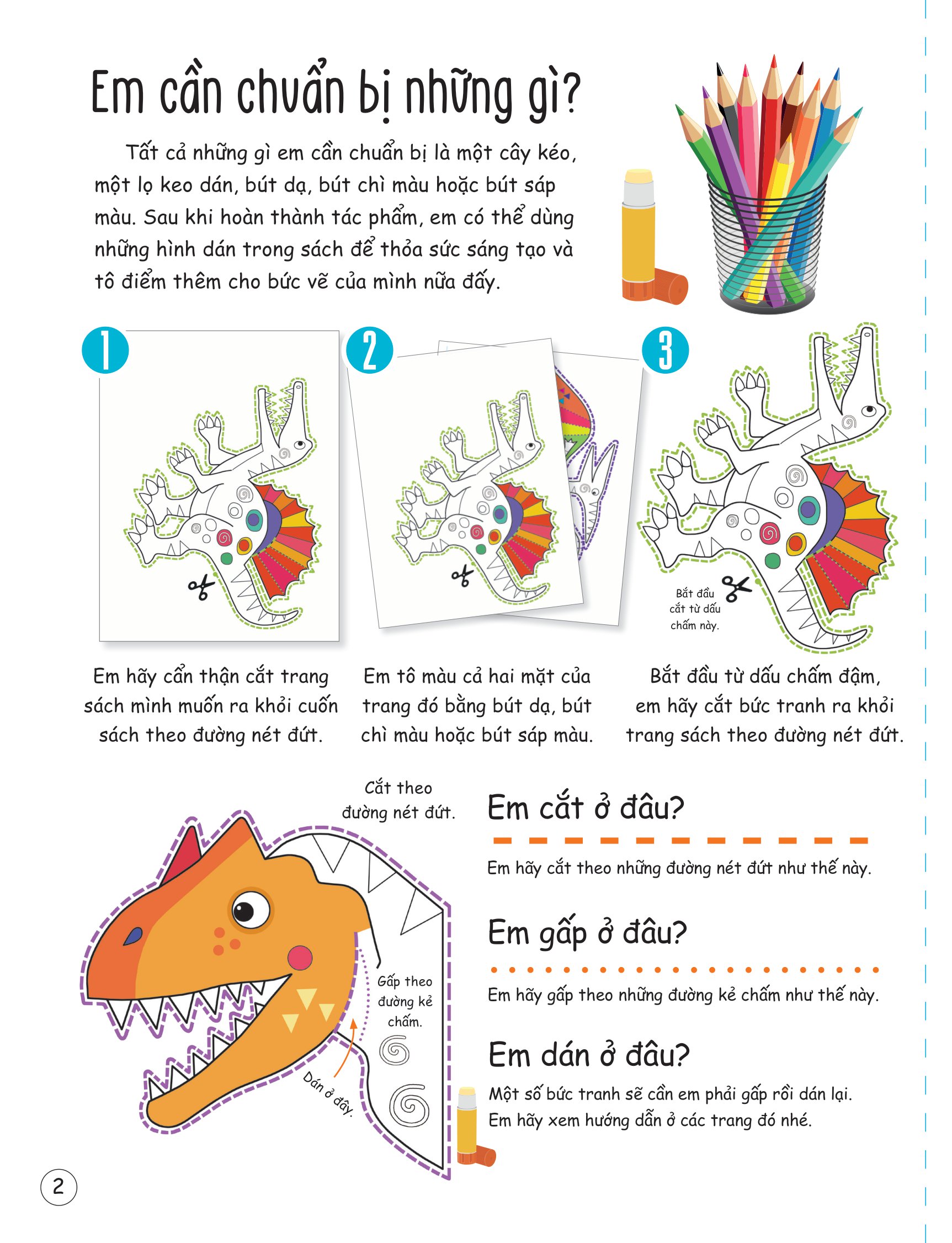 cắt, gấp, tô màu - thế giới khủng long