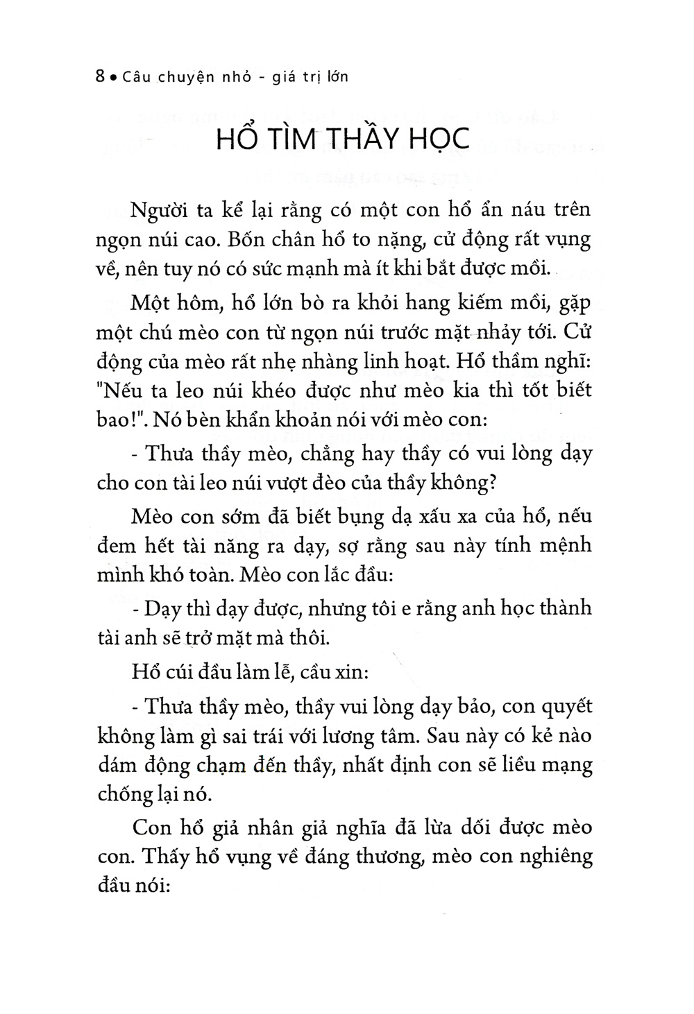 câu chuyện nhỏ giá trị lớn - hổ tìm thầy học