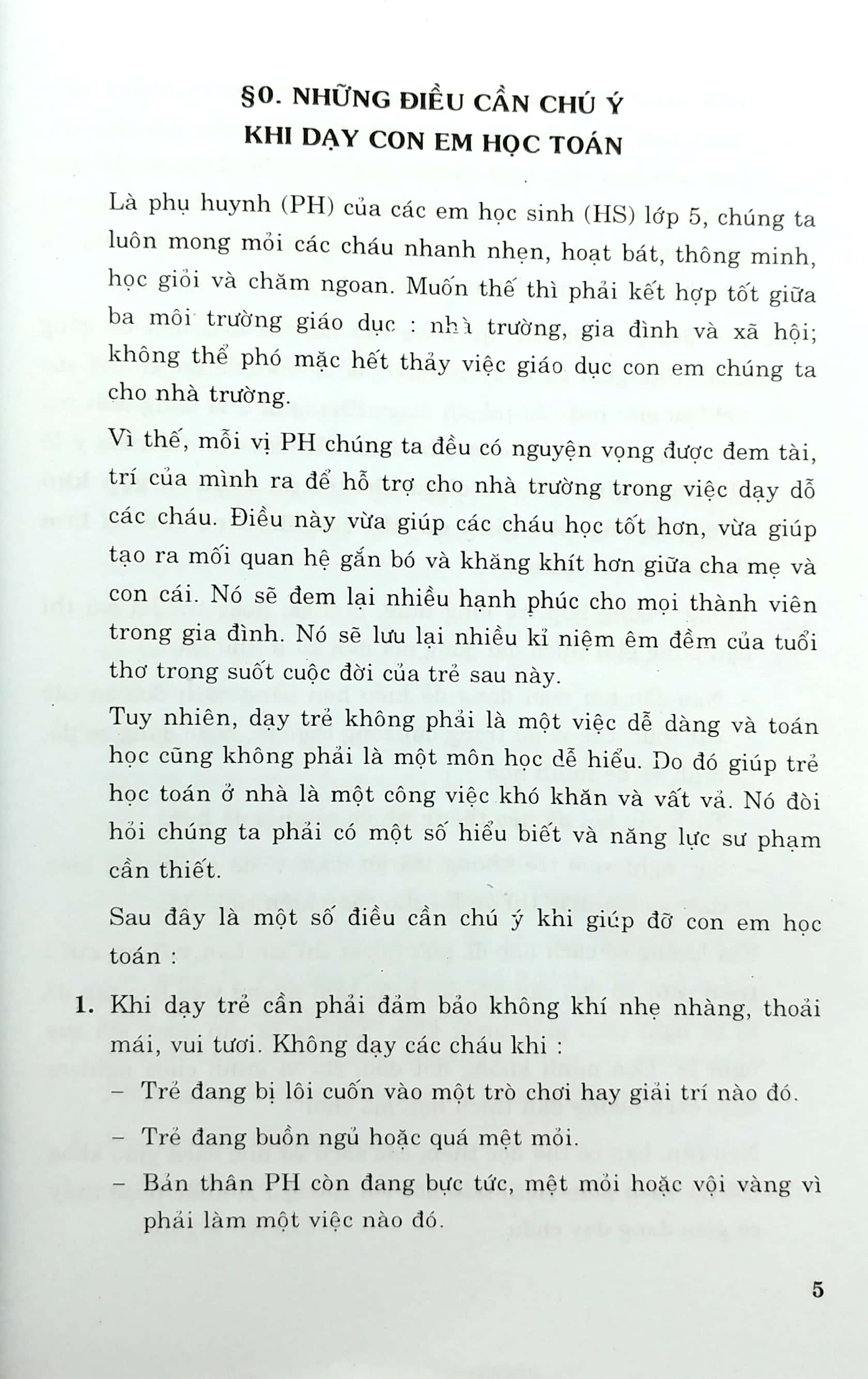 cha mẹ dạy con học toán 5
