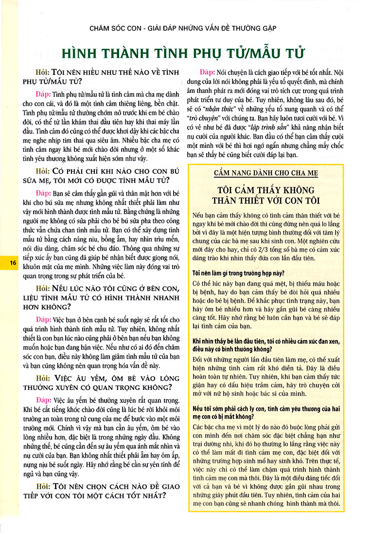 chăm sóc con giải đáp những vấn đề thường gặp