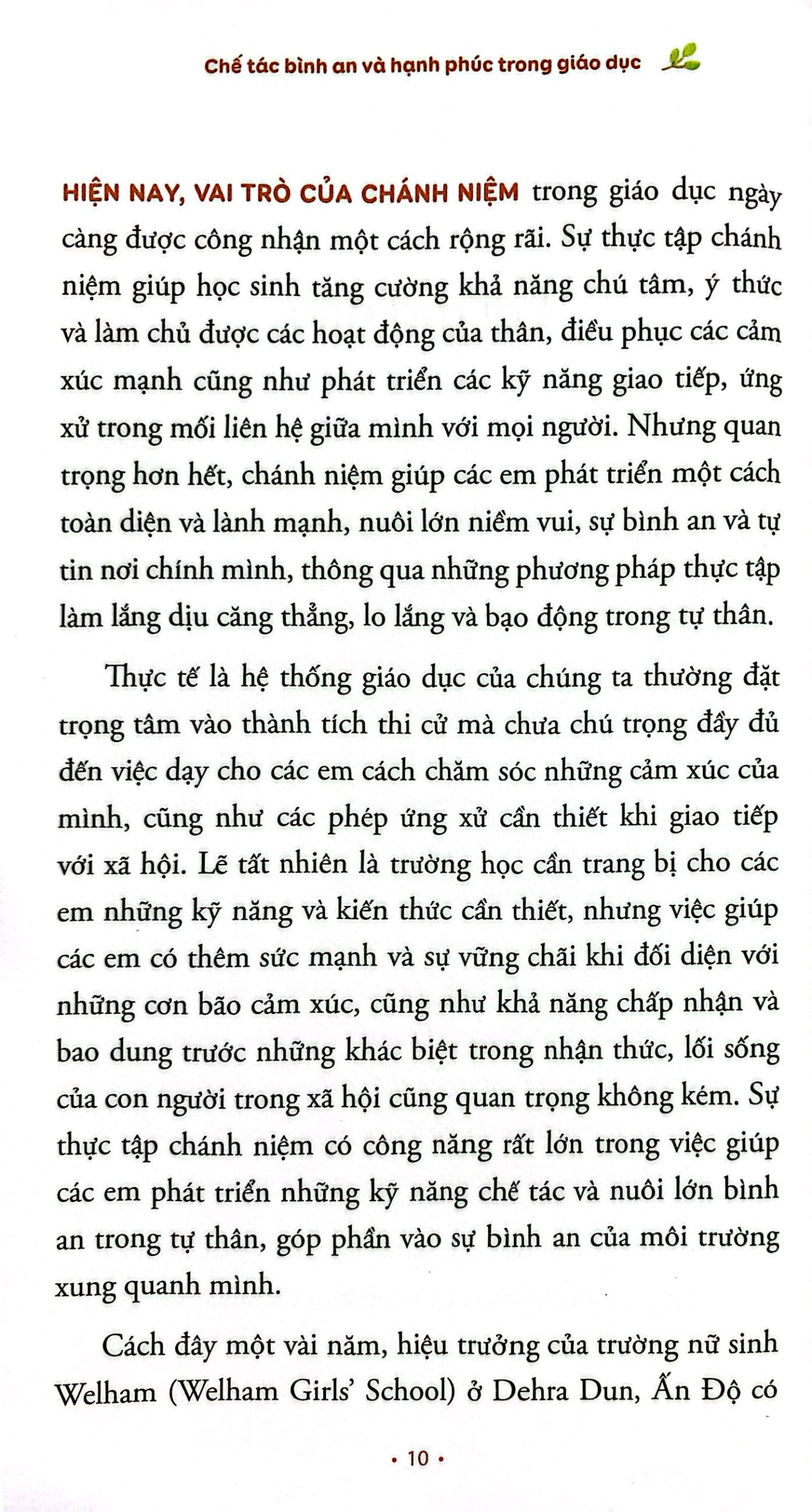 chế tác bình an và hạnh phúc trong giáo dục
