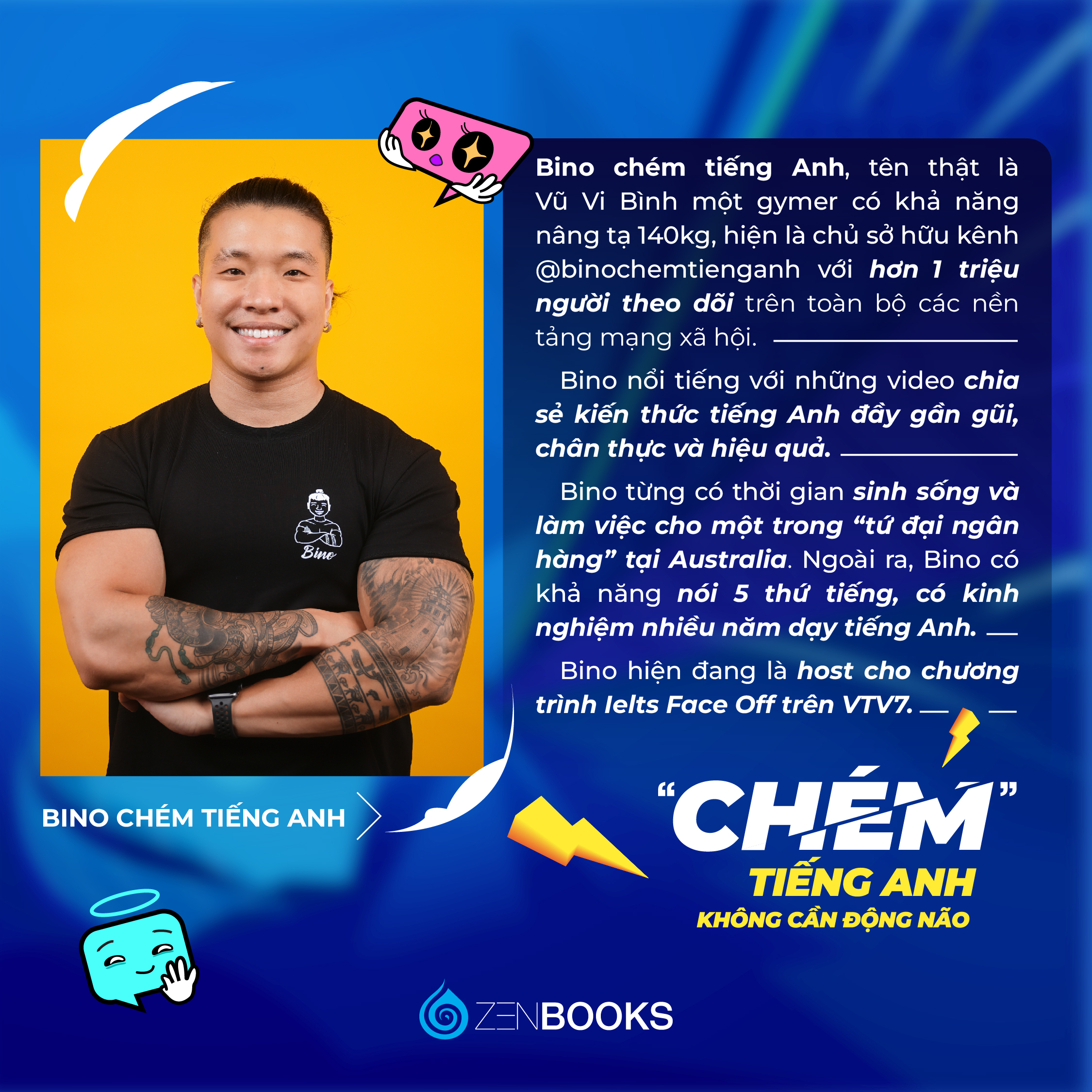 "chém" tiếng anh không cần động não - tặng kèm bộ video luyện nghe-nói + sổ học từ vựng + móc khóa bino chibi