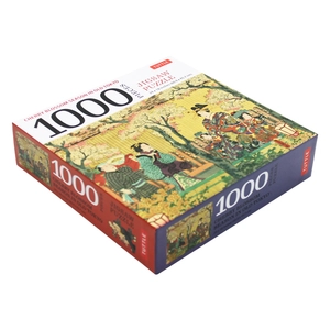 cherry blossom season in old tokyo- 1000 piece jigsaw puzzle: woodblock print by utagawa kunisada (finished size 24 in x 18 in)