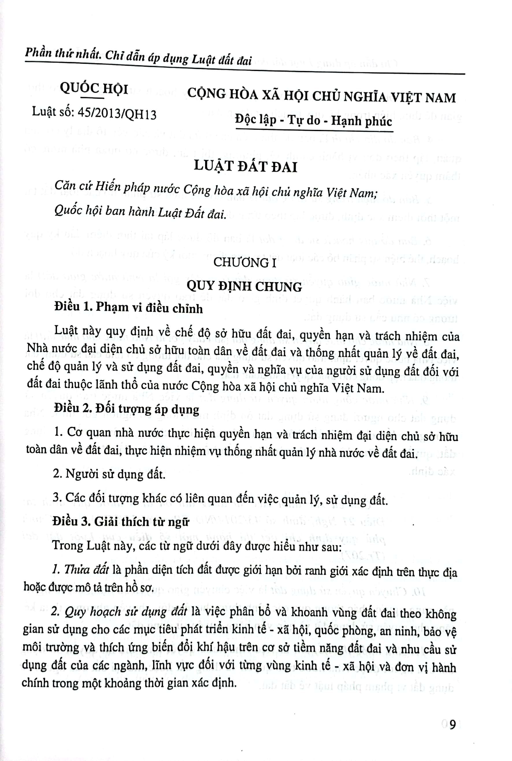 chỉ dẫn áp dụng luật đất đai và các văn bản hướng dân thi hành