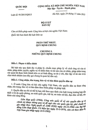 chỉ dẫn tra cứu áp dụng bộ luật dân sự (hiện hành) năm 2015