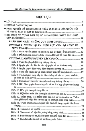 chỉ dẫn, tra cứu áp dụng bộ luật tố tụng dân sự năm 2015
