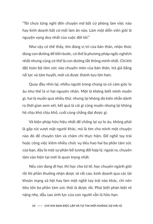 chỉ khi bạn độc lập và tự tin mới không sợ hãi gì