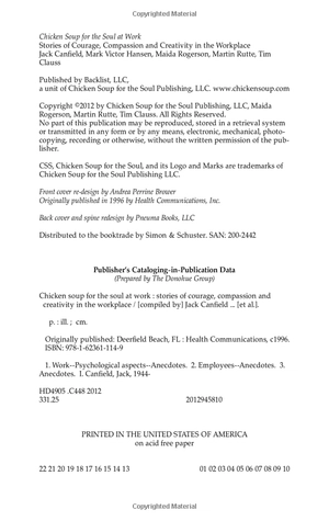 chicken soup for the soul at work: stories of courage, compassion and creativity in the workplace