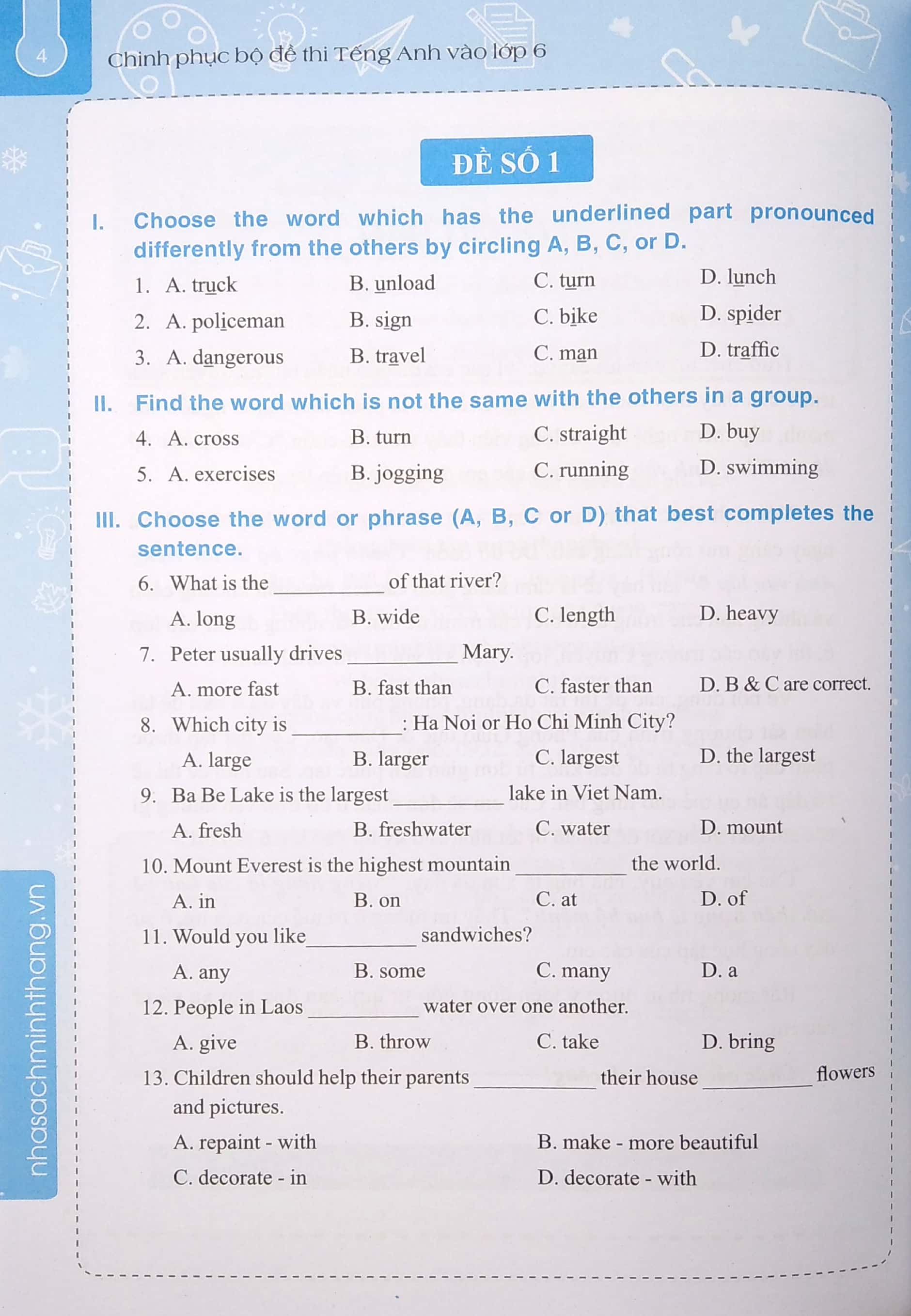 chinh phục bộ đề thi tiếng anh vào lớp 6 (tái bản 2022)