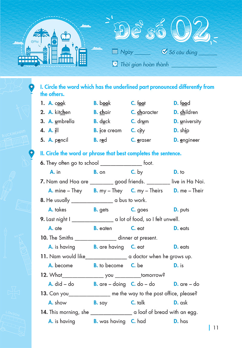 chinh phục đề thi vào lớp 6 trường thcs chất lượng cao môn tiếng anh
