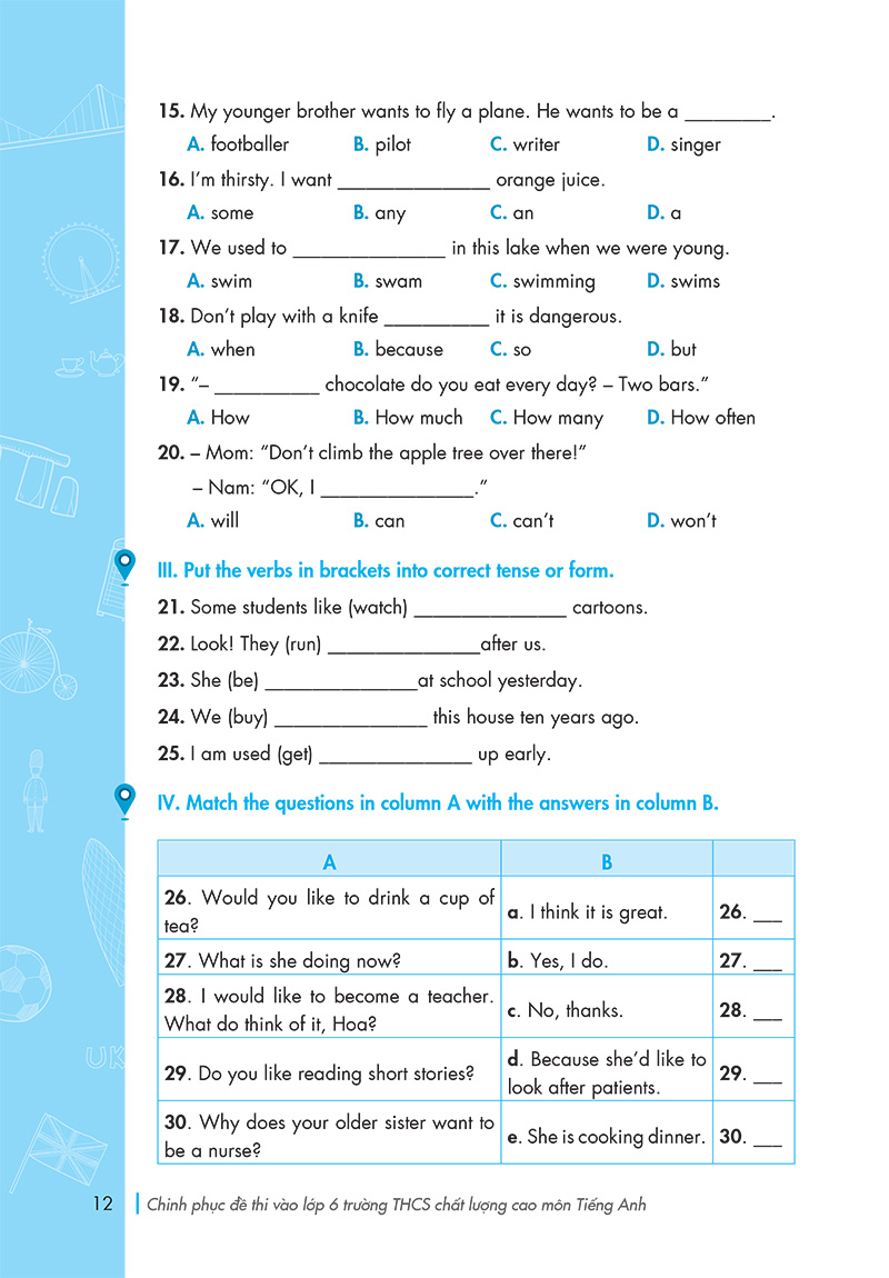 chinh phục đề thi vào lớp 6 trường thcs chất lượng cao môn tiếng anh