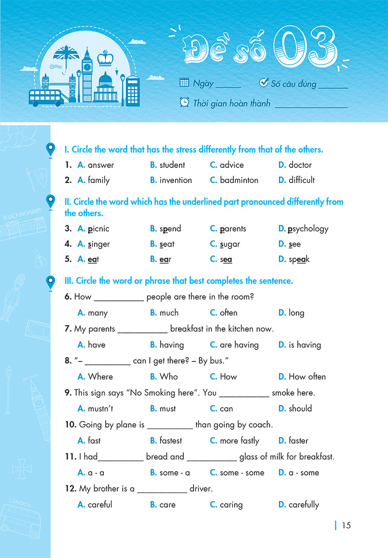 chinh phục đề thi vào lớp 6 trường thcs chất lượng cao môn tiếng anh