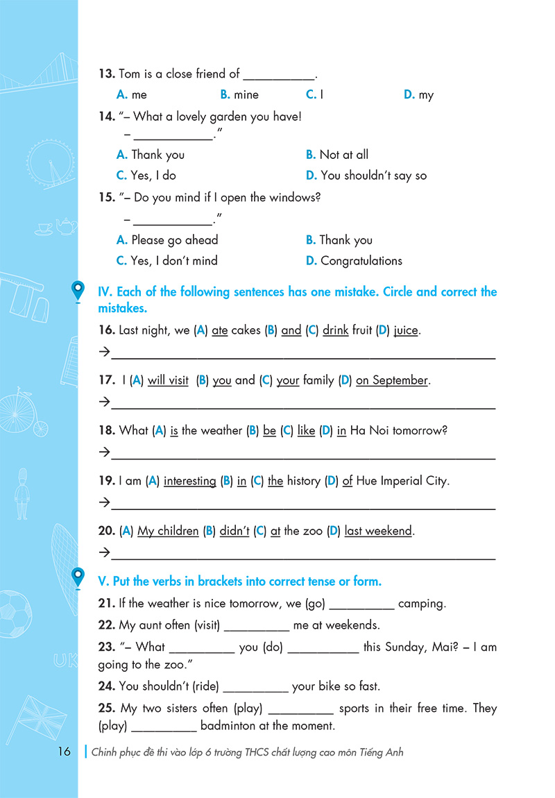 chinh phục đề thi vào lớp 6 trường thcs chất lượng cao môn tiếng anh