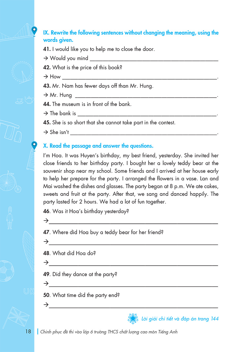 chinh phục đề thi vào lớp 6 trường thcs chất lượng cao môn tiếng anh