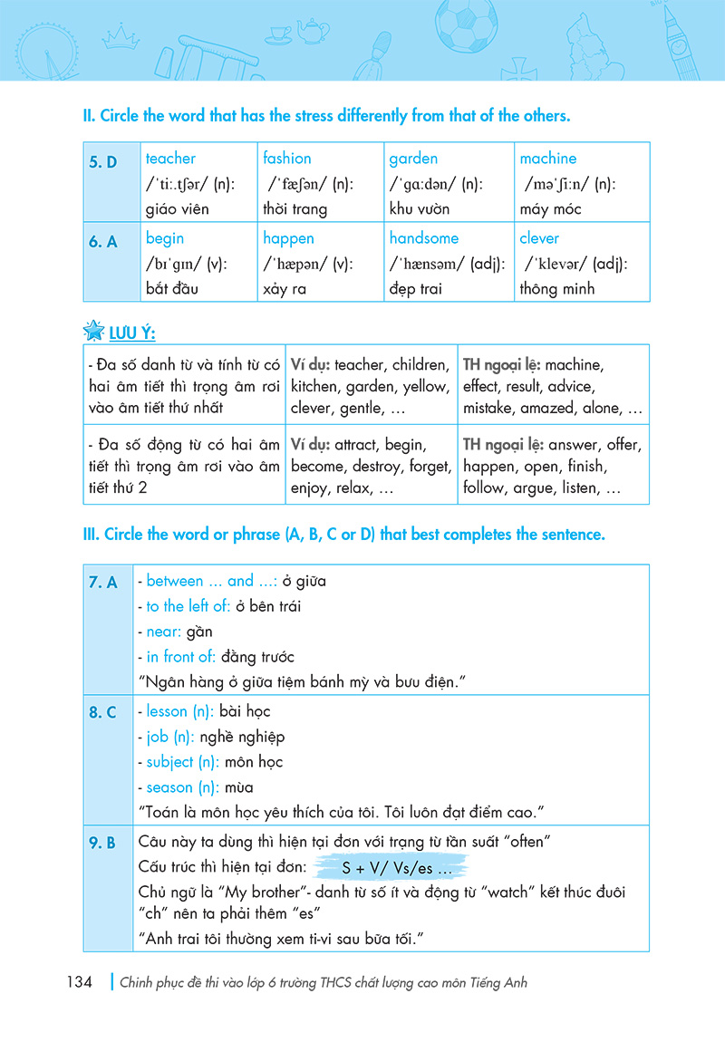 chinh phục đề thi vào lớp 6 trường thcs chất lượng cao môn tiếng anh