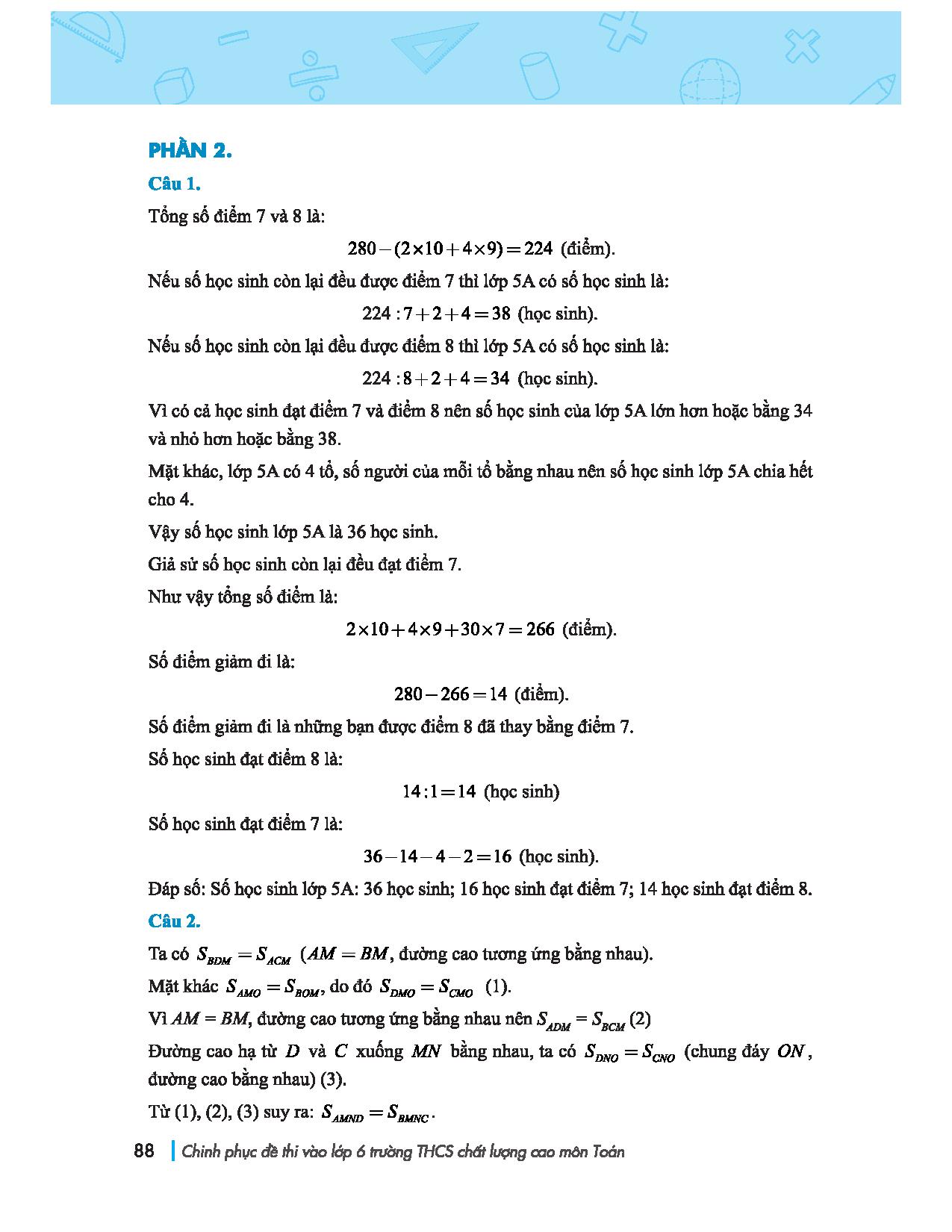 chinh phục đề thi vào lớp 6 trường thcs chất lượng cao môn toán