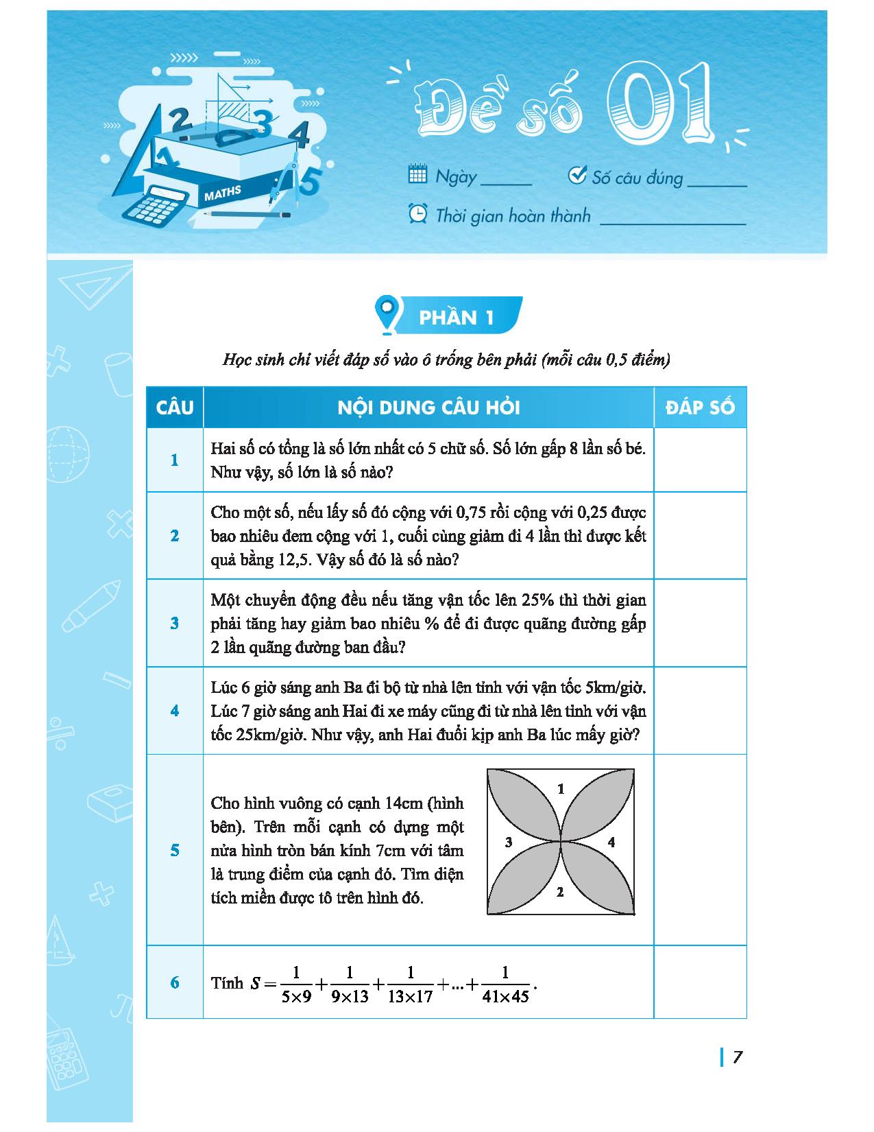 chinh phục đề thi vào lớp 6 trường thcs chất lượng cao môn toán