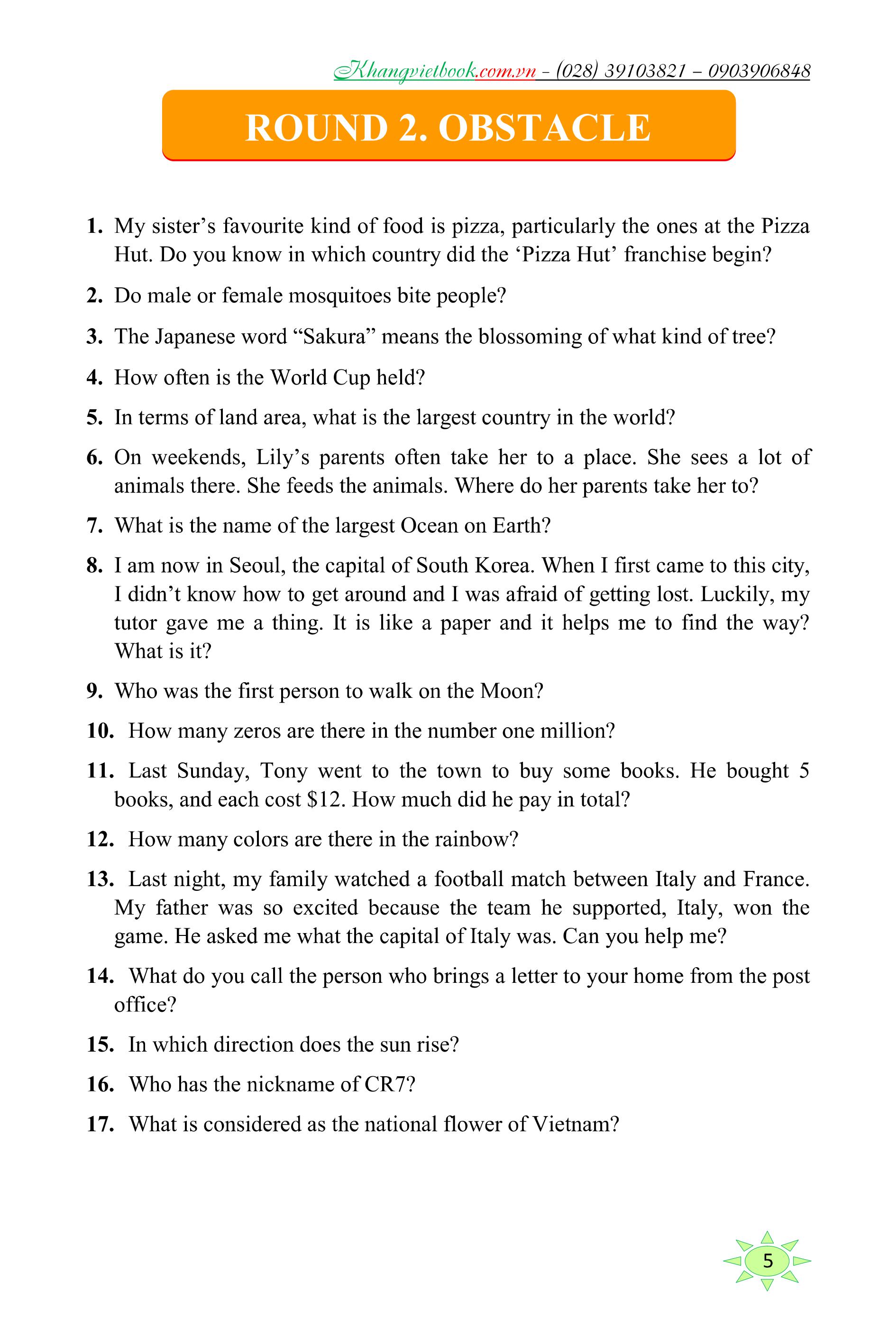 chinh phục đỉnh olympia ngân hàng câu hỏi có đáp án và giải thích tiếng anh
