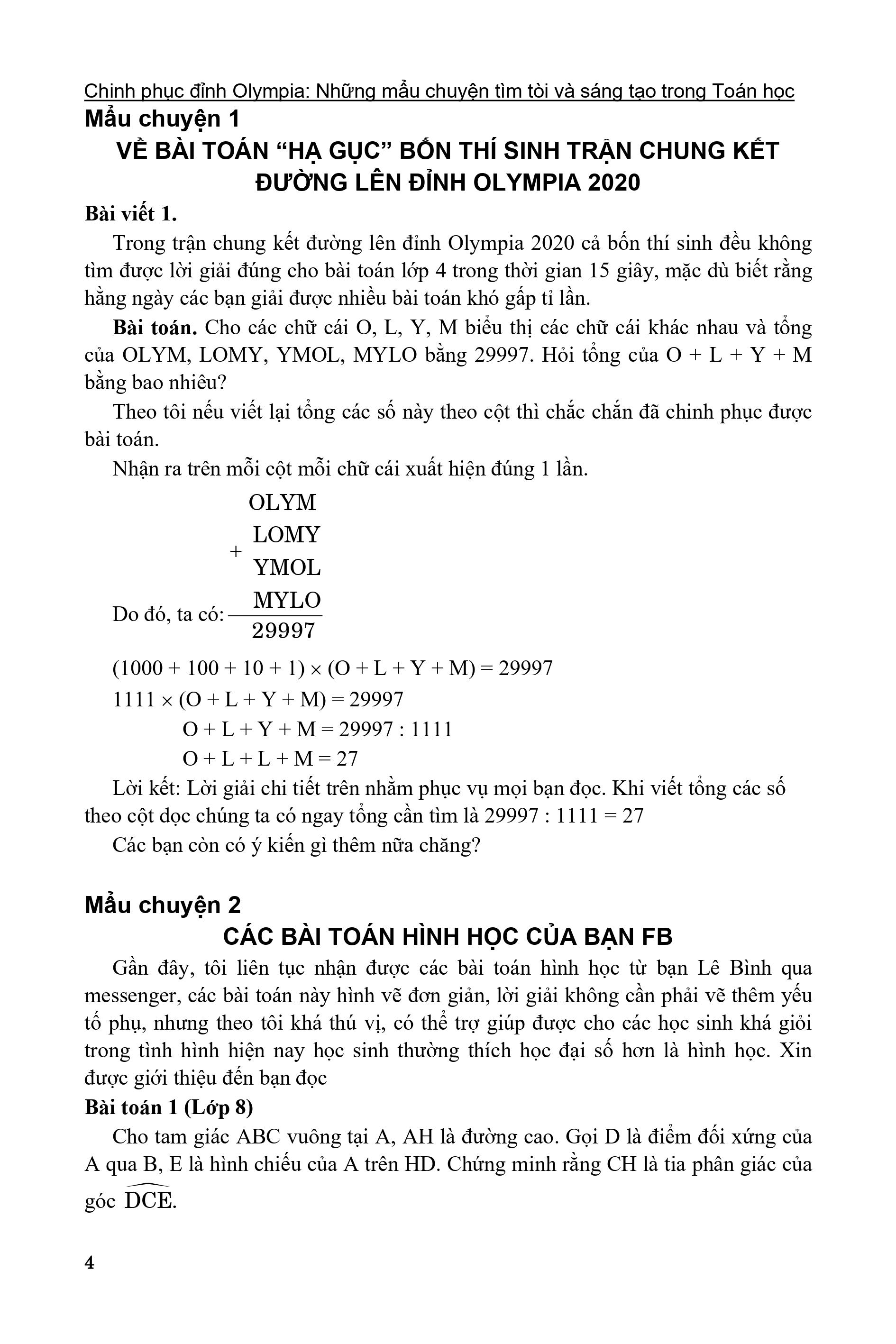 chinh phục đỉnh olympia những mẩu chuyện tìm tòi và sáng tạo trong toán học