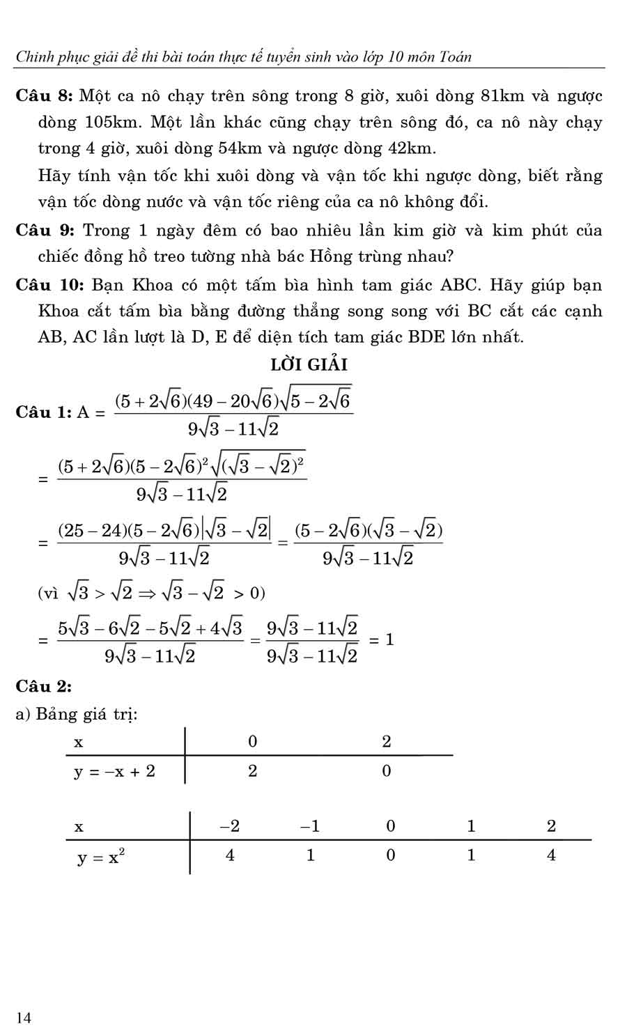chinh phục giải đề thi bài toán thực tế tuyển sinh vào lớp 10 môn toán