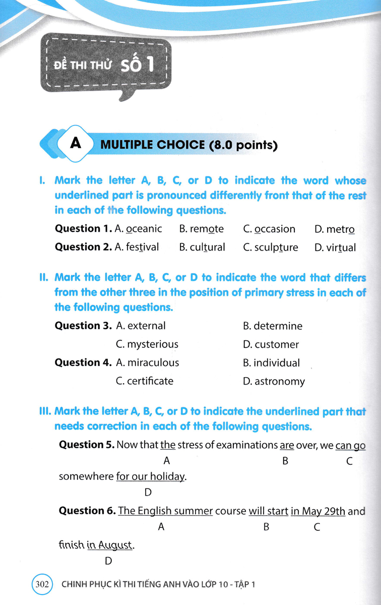 chinh phục kỳ thi tiếng anh vào lớp 10 - tập 1