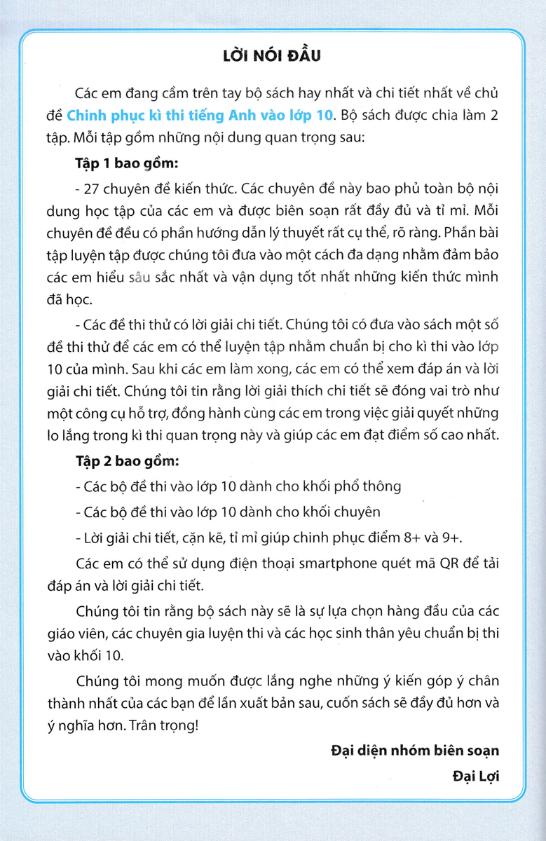 chinh phục kỳ thi tiếng anh vào lớp 10 - tập 1