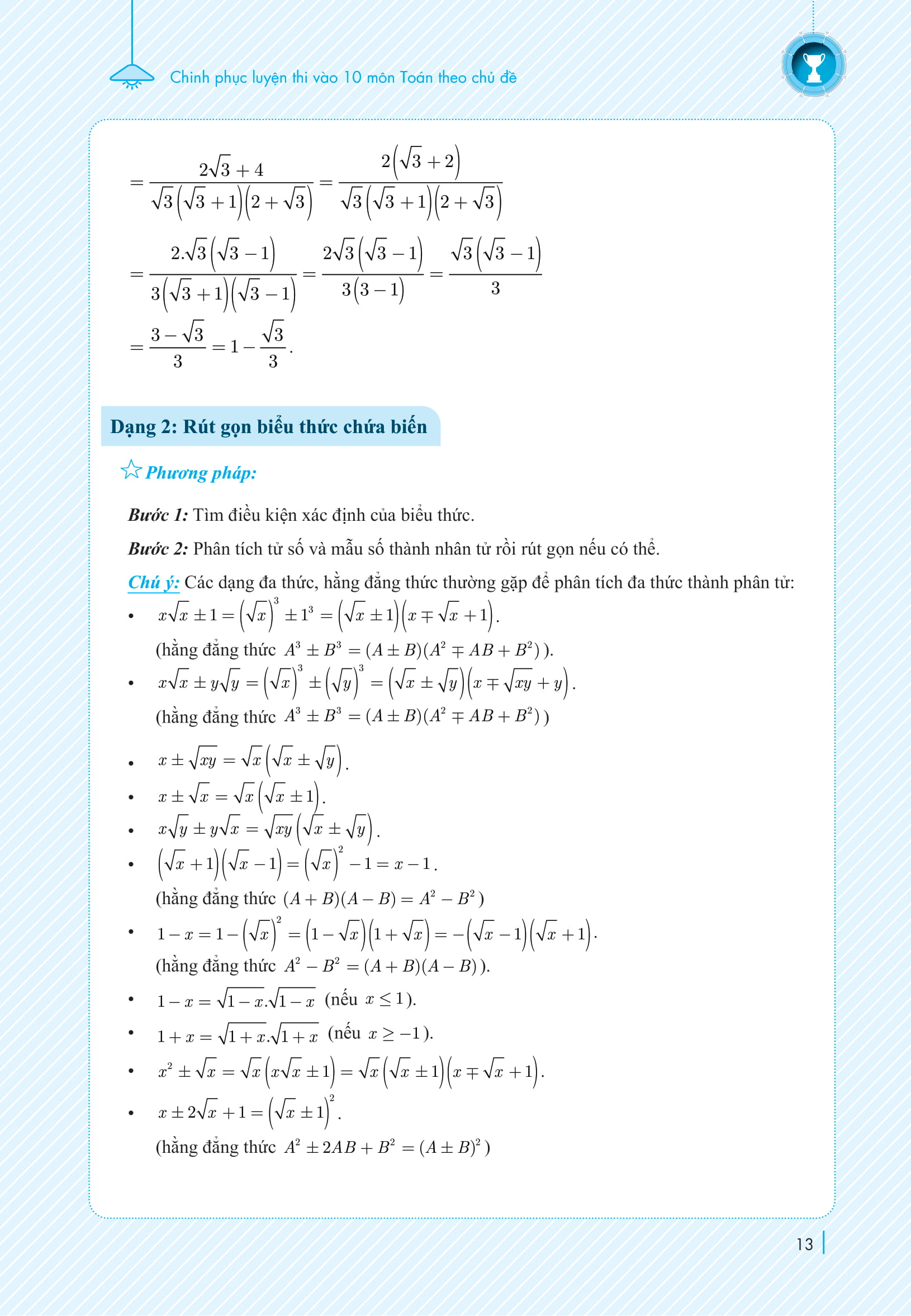 chinh phục luyện thi vào lớp 10 môn toán theo chủ đề