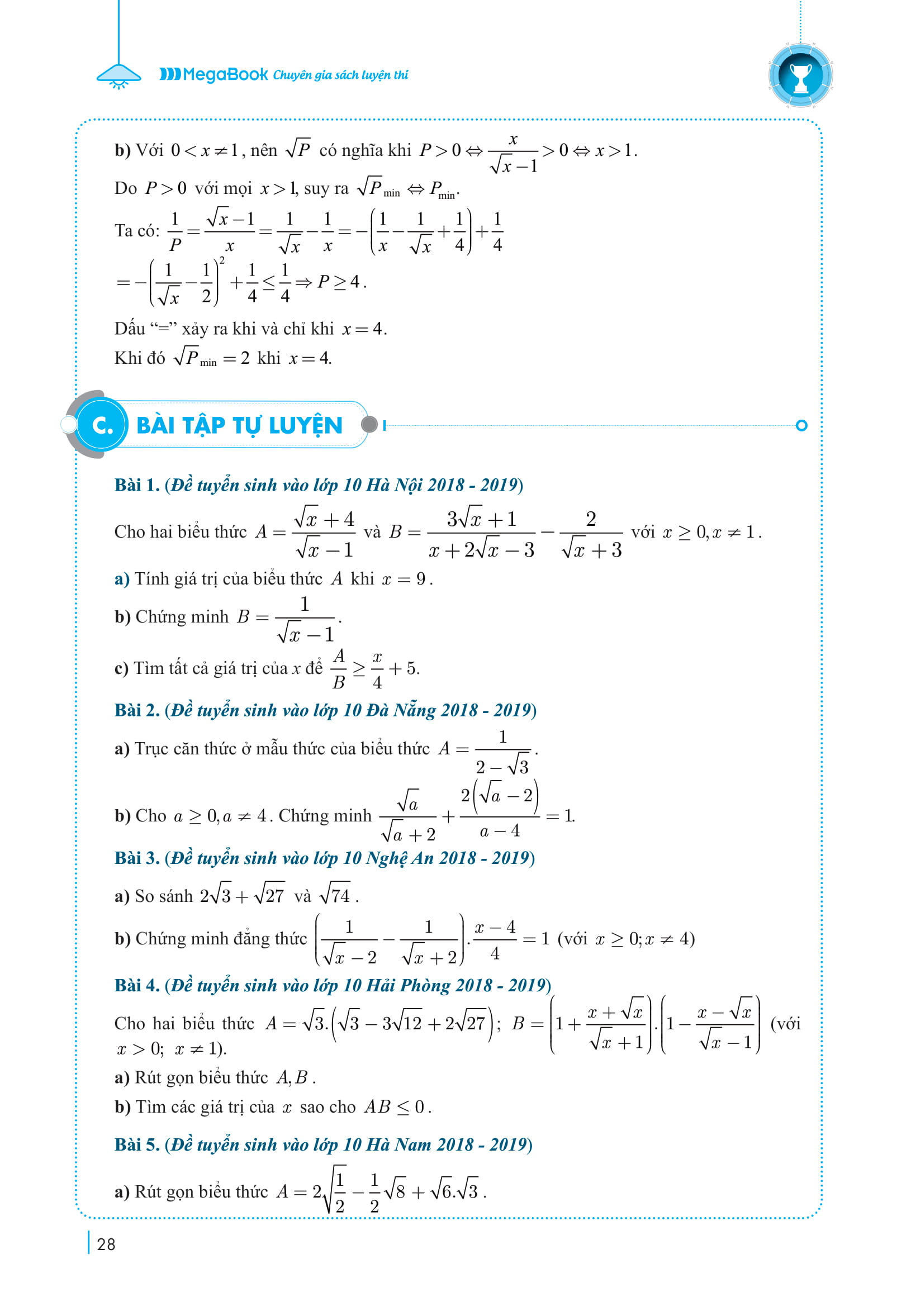 chinh phục luyện thi vào lớp 10 môn toán theo chủ đề