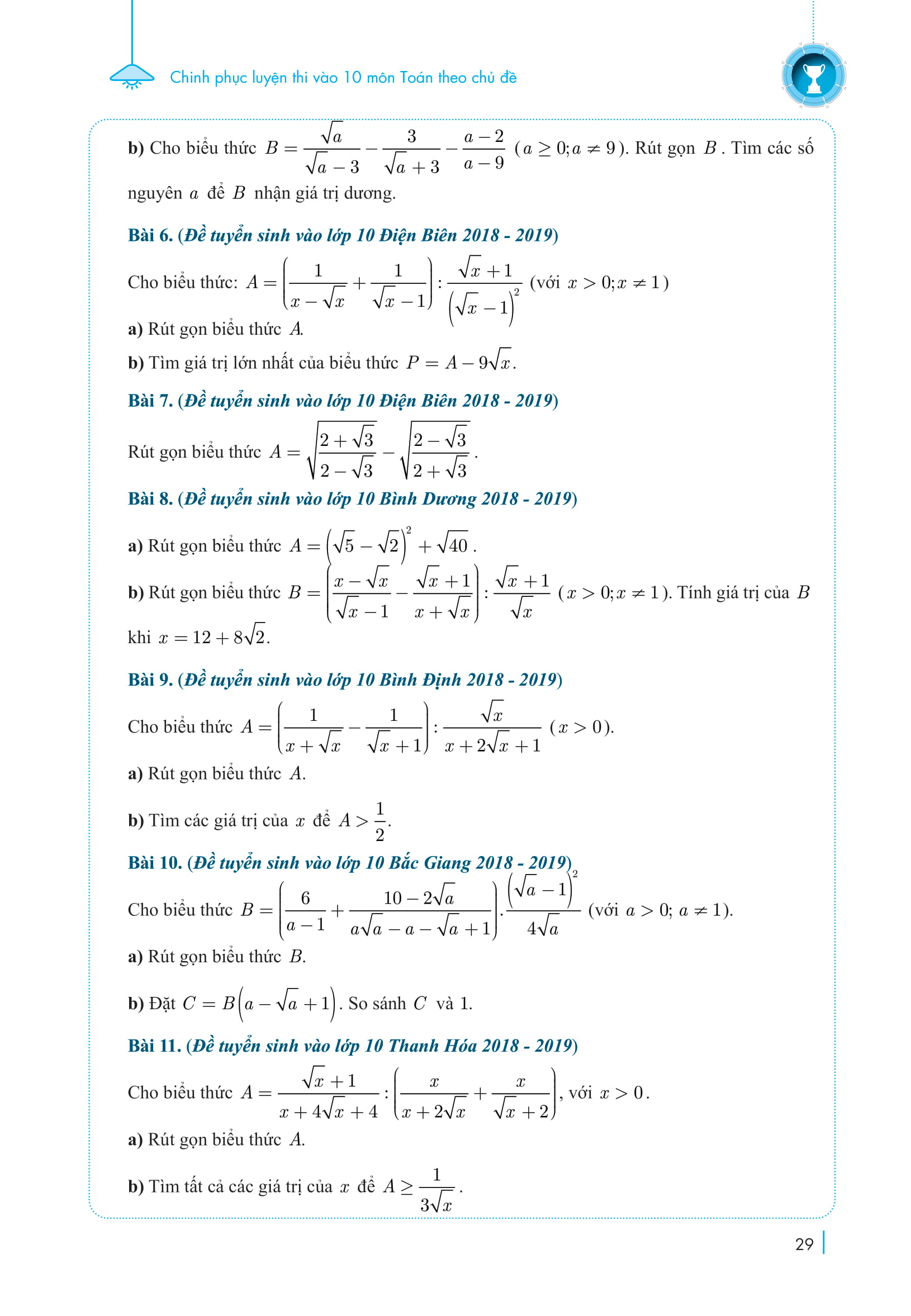 chinh phục luyện thi vào lớp 10 môn toán theo chủ đề