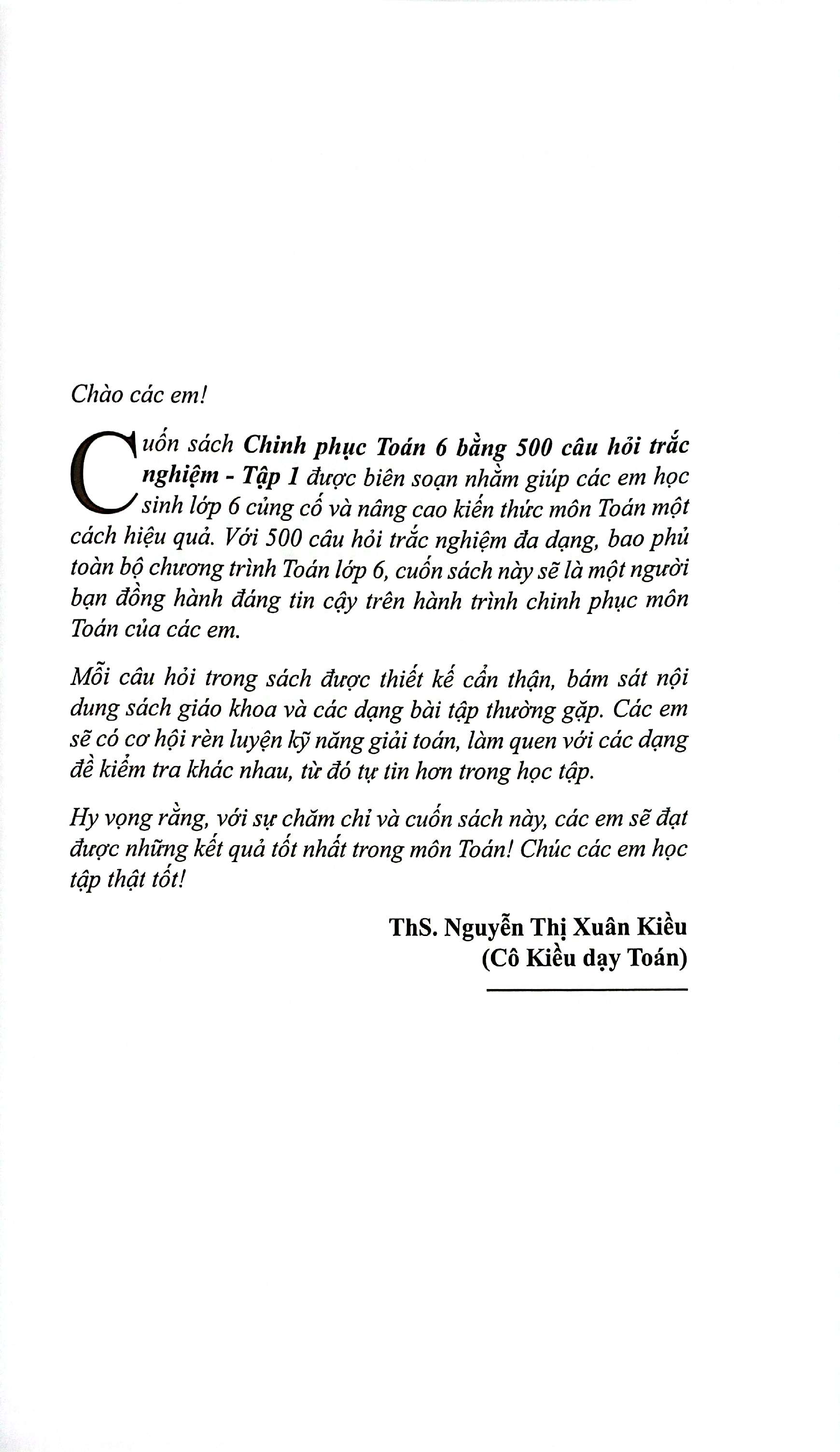 Chinh Phuc Toan 6 Bang 500 Cau Hoi Trac Nghiem - Tap 1