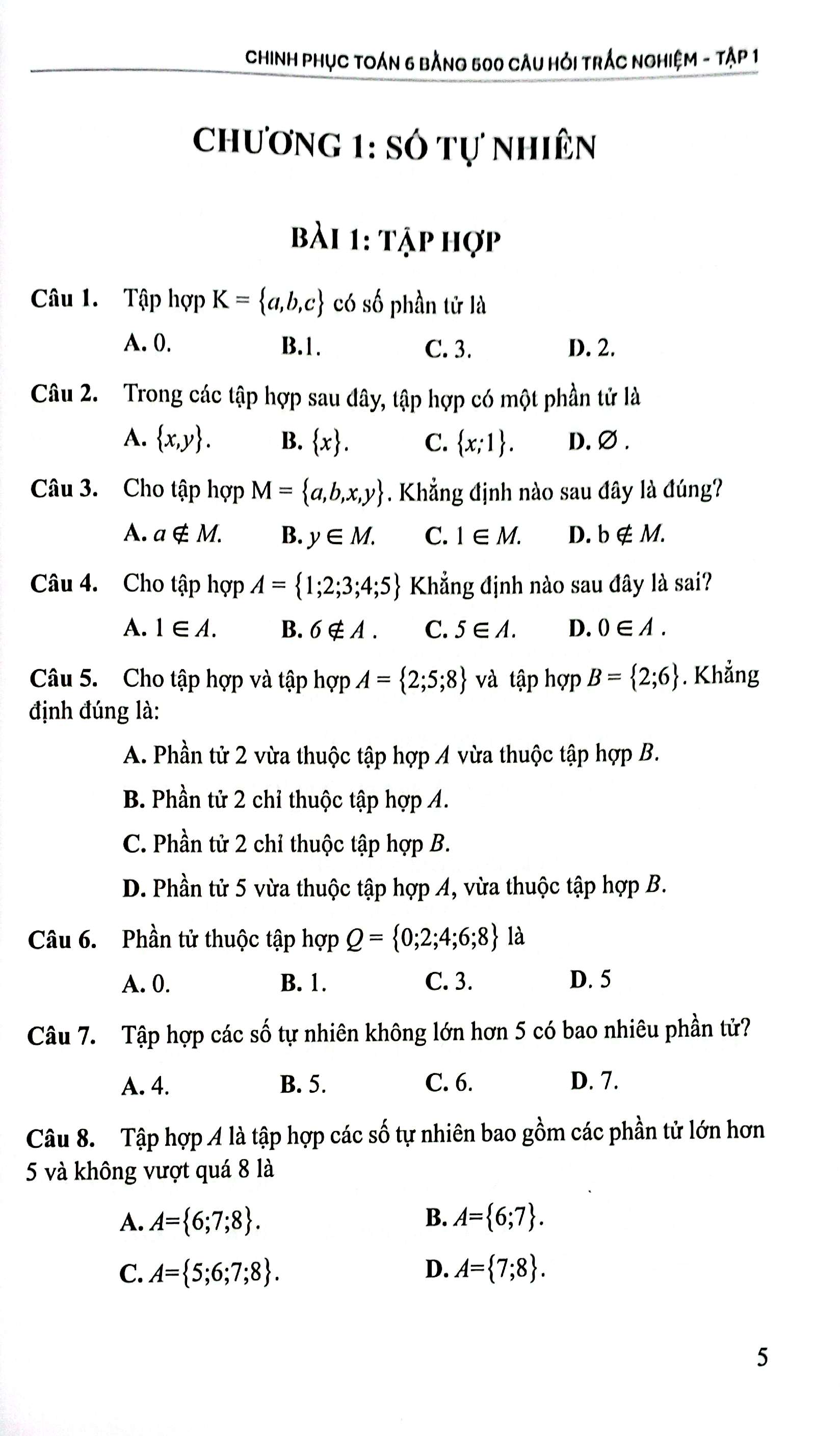 Chinh Phuc Toan 6 Bang 500 Cau Hoi Trac Nghiem - Tap 1