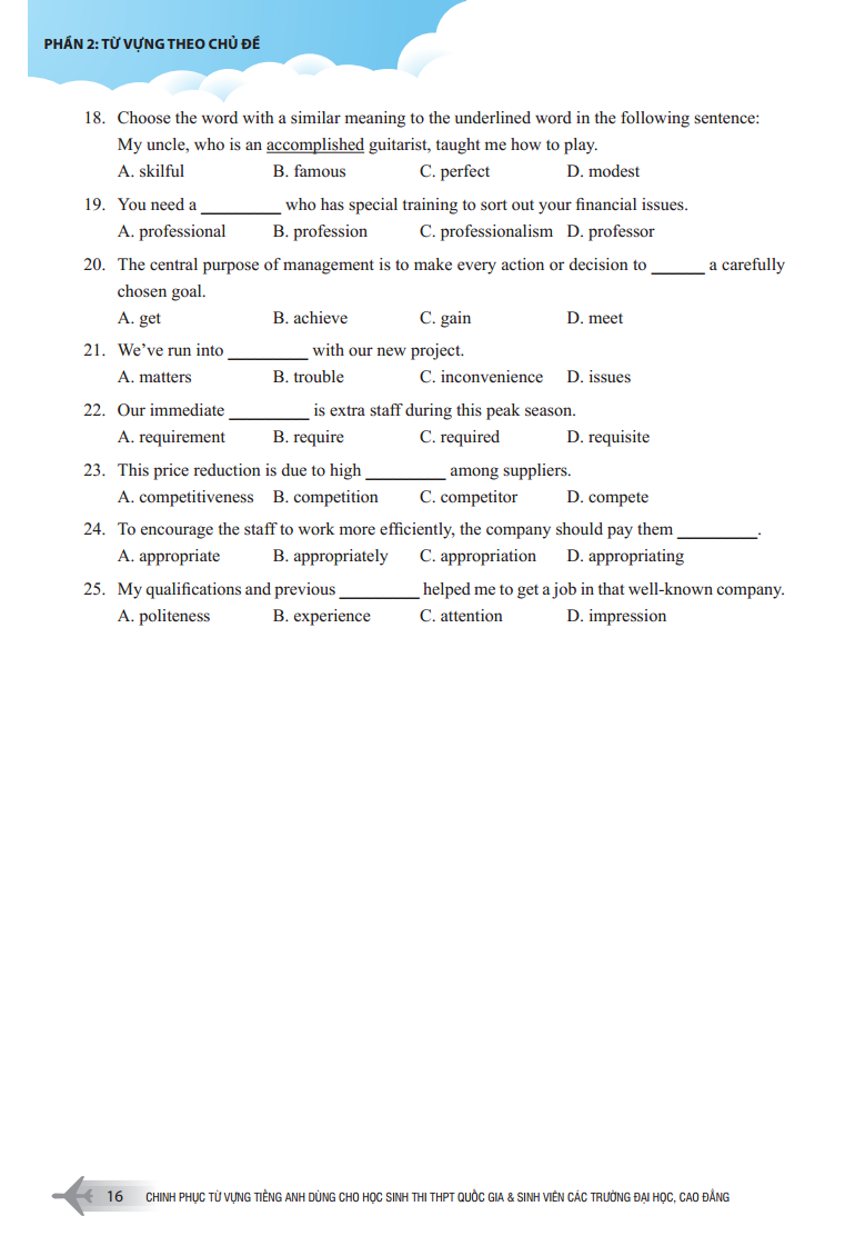 chinh phục từ vựng tiếng anh dùng cho học sinh thi thpt quốc gia và sinh viên các trường đại học, cao đẳng
