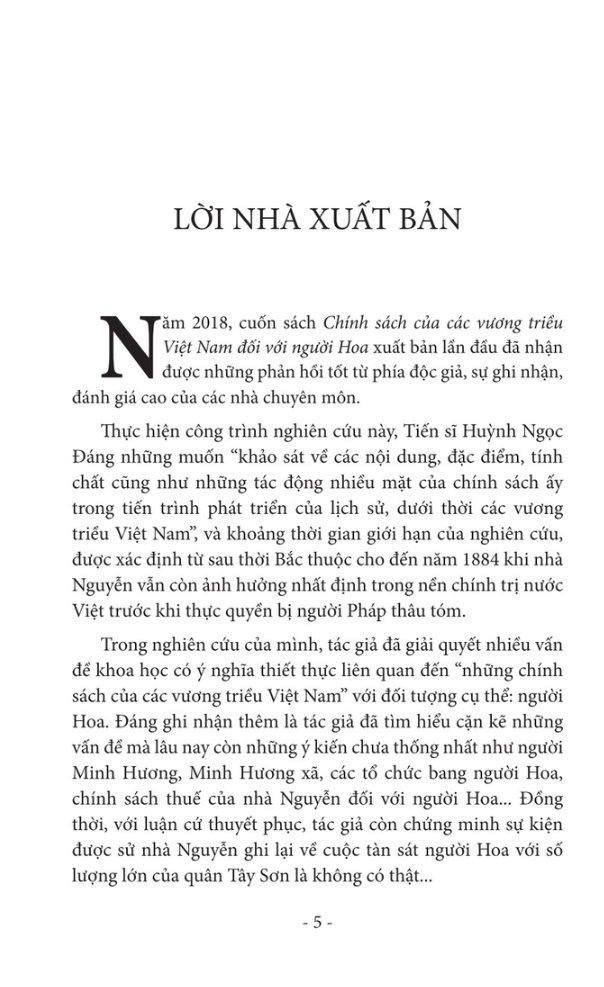 chính sách của các vương triều việt nam đối với người hoa