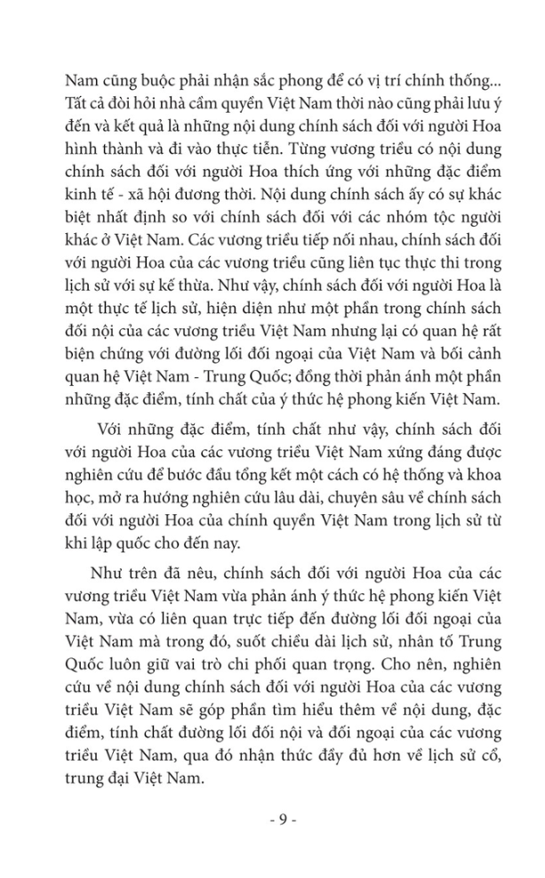 chính sách của các vương triều việt nam đối với người hoa