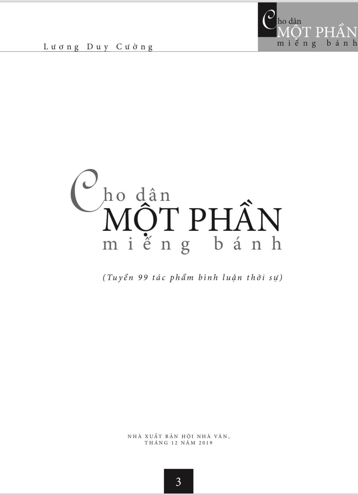 cho dân một phần miếng bánh