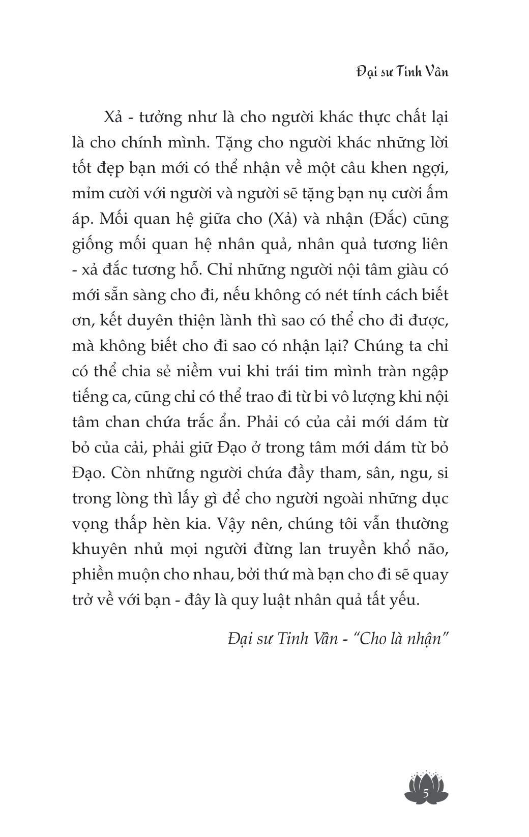 cho là nhận - dưỡng tâm