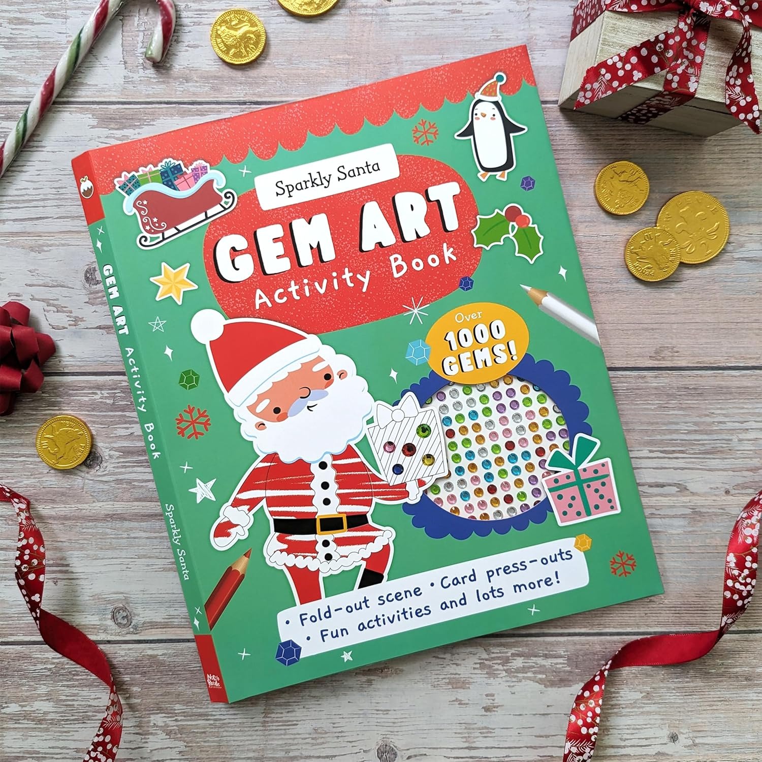 christmas gem sticker activity book - santa