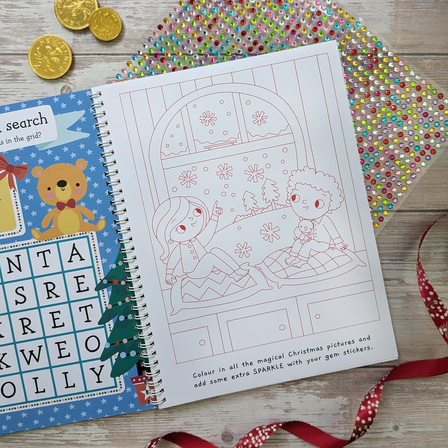 christmas gem sticker activity book - santa