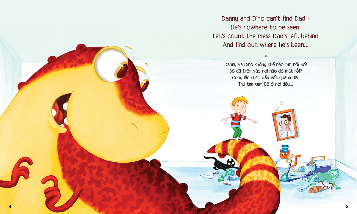 chú khủng long tham ăn: giải cứu bố - bài học về số đếm (song ngữ)