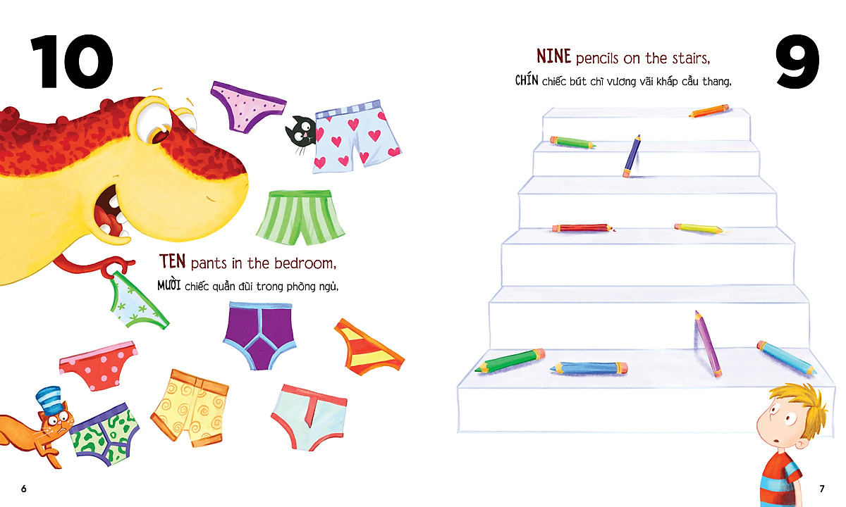 chú khủng long tham ăn: giải cứu bố - bài học về số đếm (song ngữ)