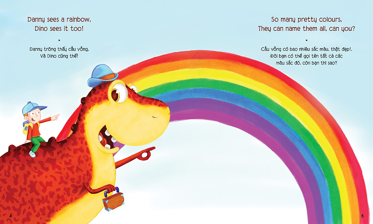 chú khủng long tham ăn: giải cứu cầu vồng – bài học về màu sắc (song ngữ)