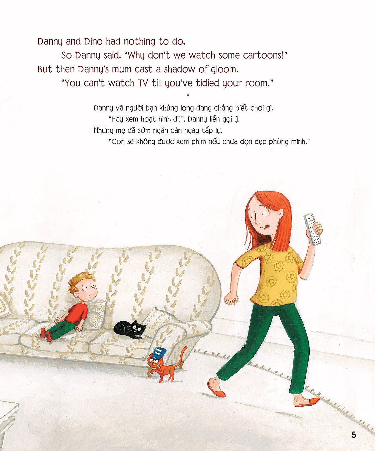 chú khủng long tham ăn: giải cứu chiếc giường – bài học về thói quen gọn gàng (song ngữ)