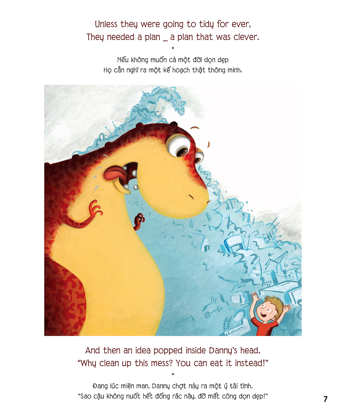chú khủng long tham ăn: giải cứu chiếc giường – bài học về thói quen gọn gàng (song ngữ)