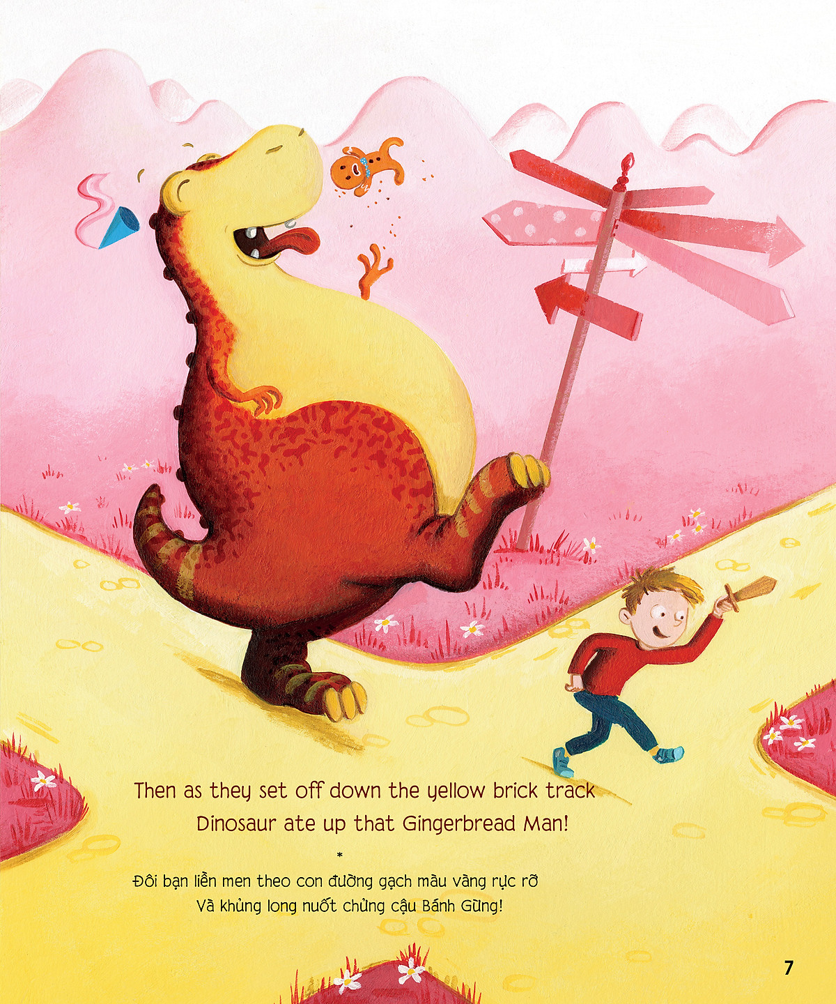 chú khủng long tham ăn: giải cứu nàng công chúa – bài học về lòng dũng cảm (song ngữ)