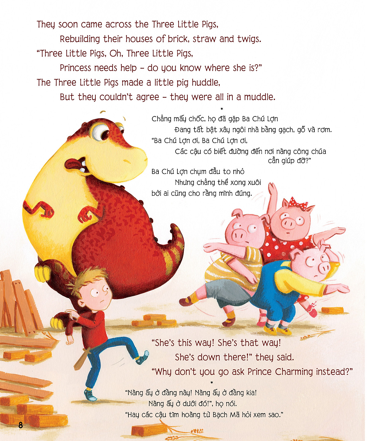 chú khủng long tham ăn: giải cứu nàng công chúa – bài học về lòng dũng cảm (song ngữ)