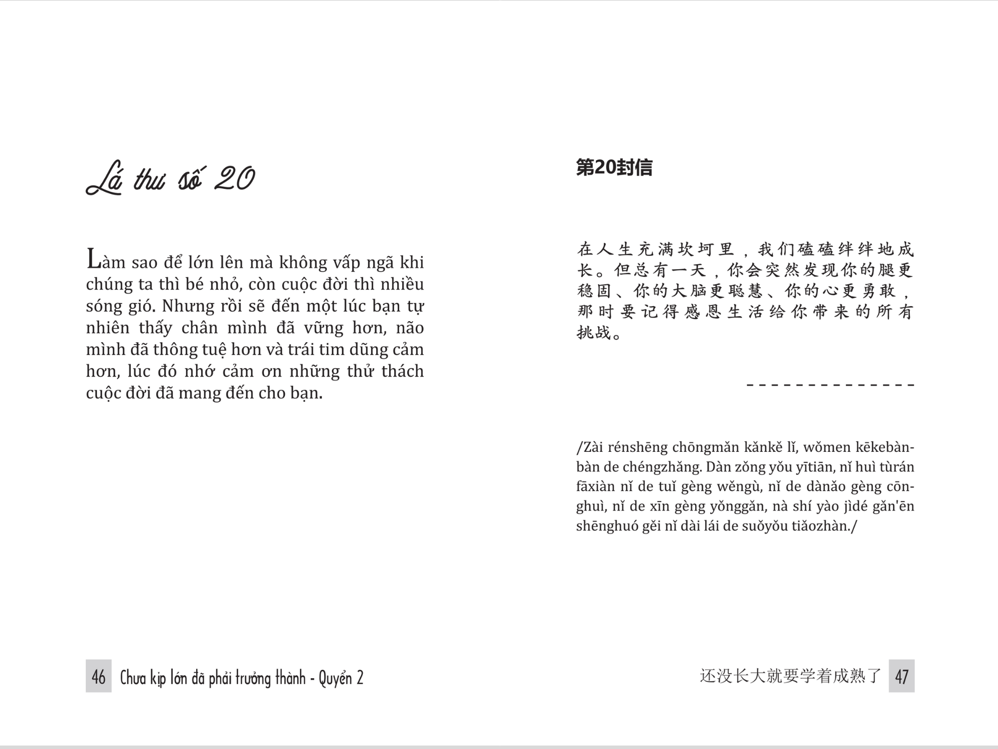 chưa kịp lớn đã phải trưởng thành - quyển 2 - phiên bản song ngữ việt-trung