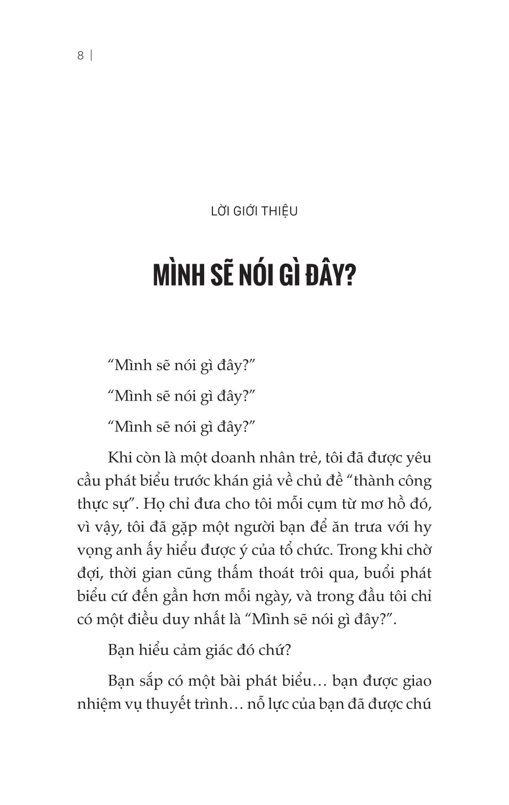 chuẩn bị bài nói chuyện từ trang giấy trắng