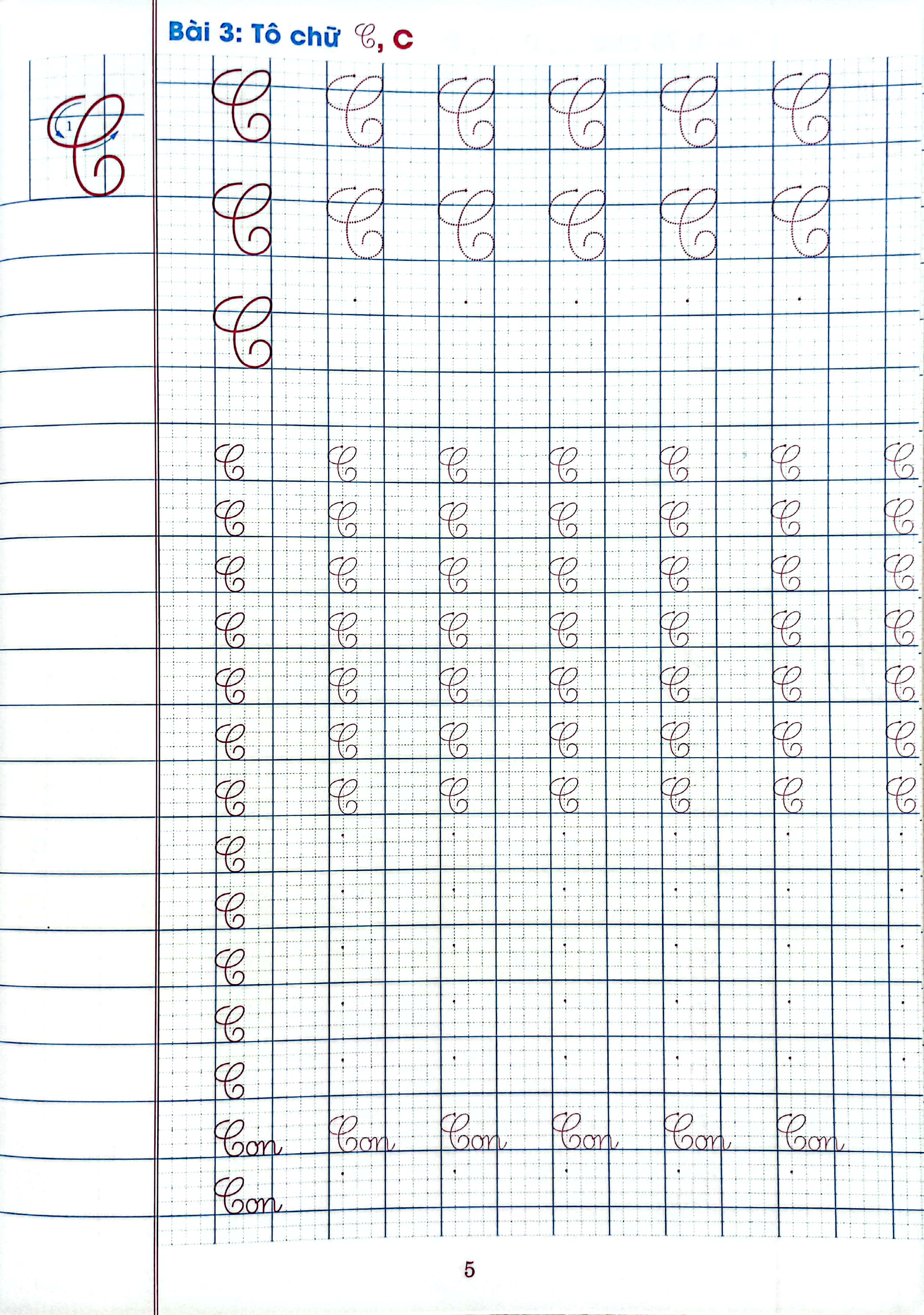 chuẩn bị bé vào lớp 1 - tô chữ hoa (dành cho bé 5-6 tuổi)