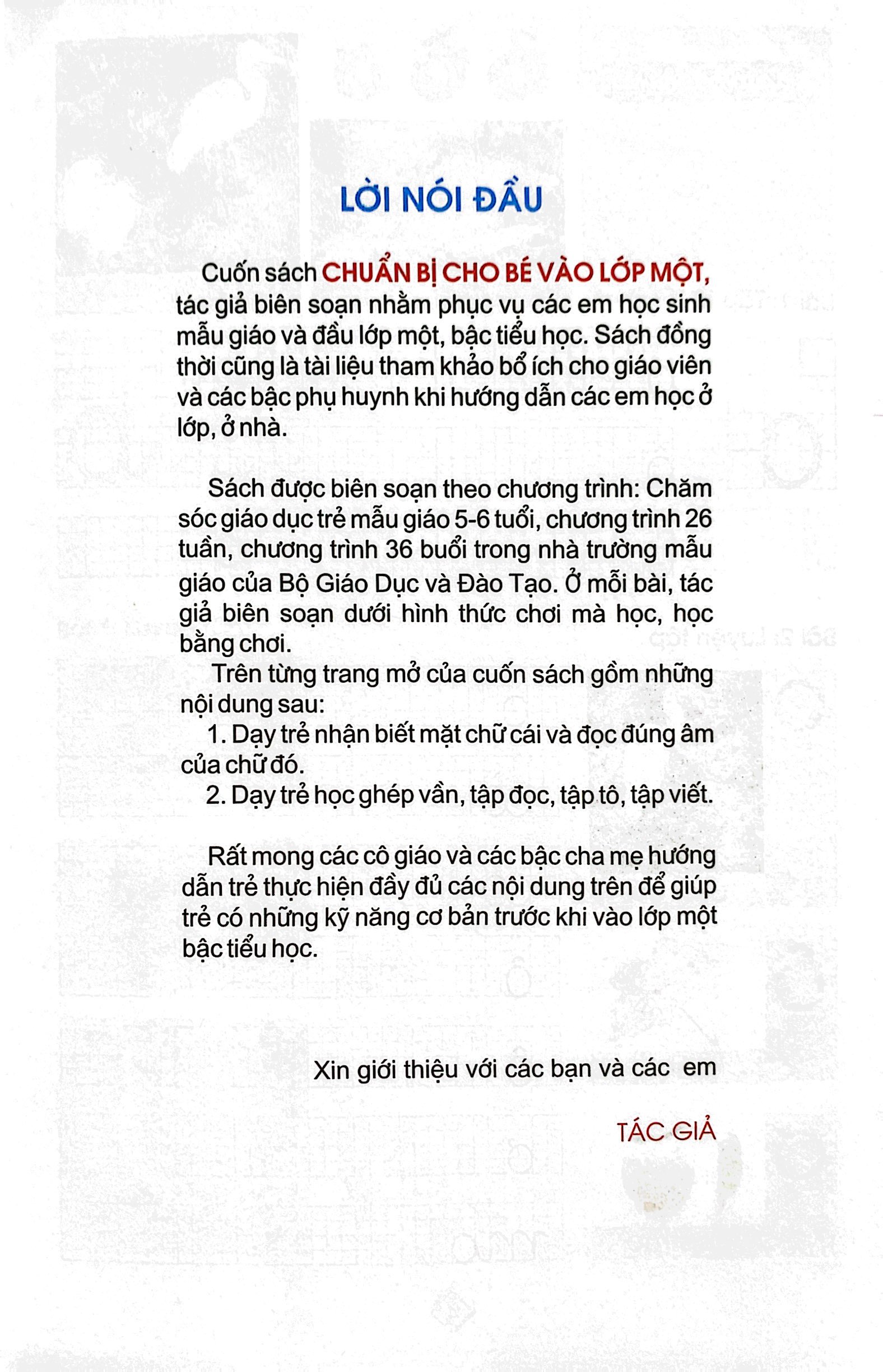 chuẩn bị cho bé vào lớp 1 - làm quen với chữ cái (tái bản)