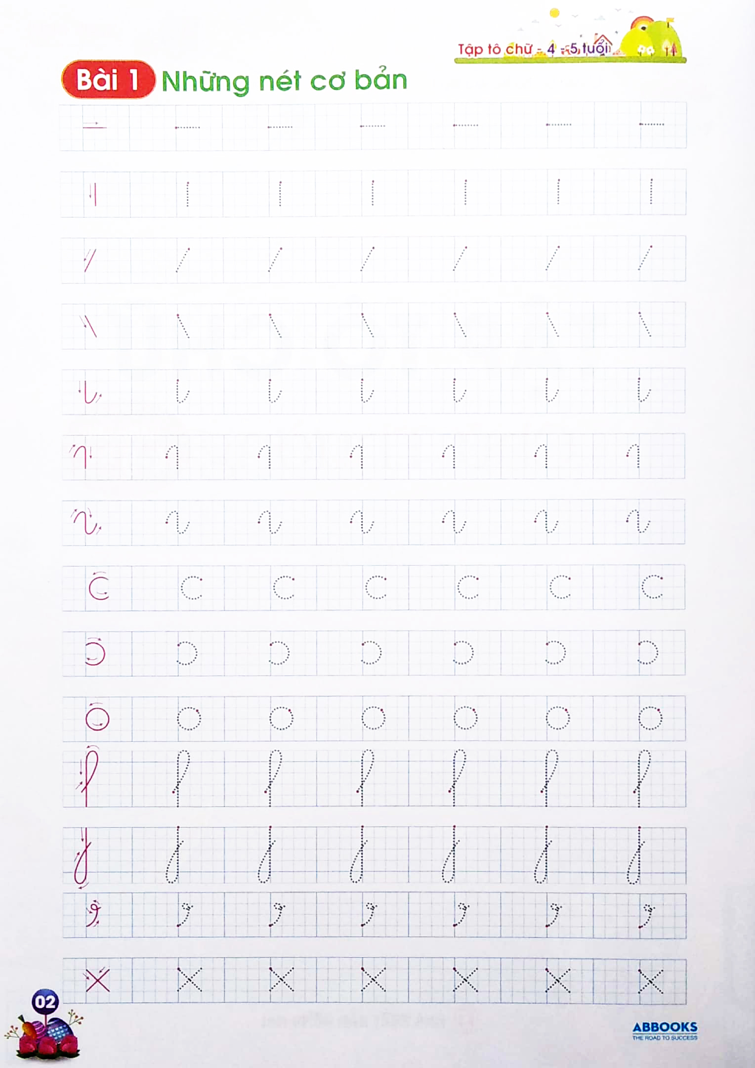 chuẩn bị cho bé vào lớp 1 - tập tô chữ - chữ thường (dành cho 4-5 tuổi)